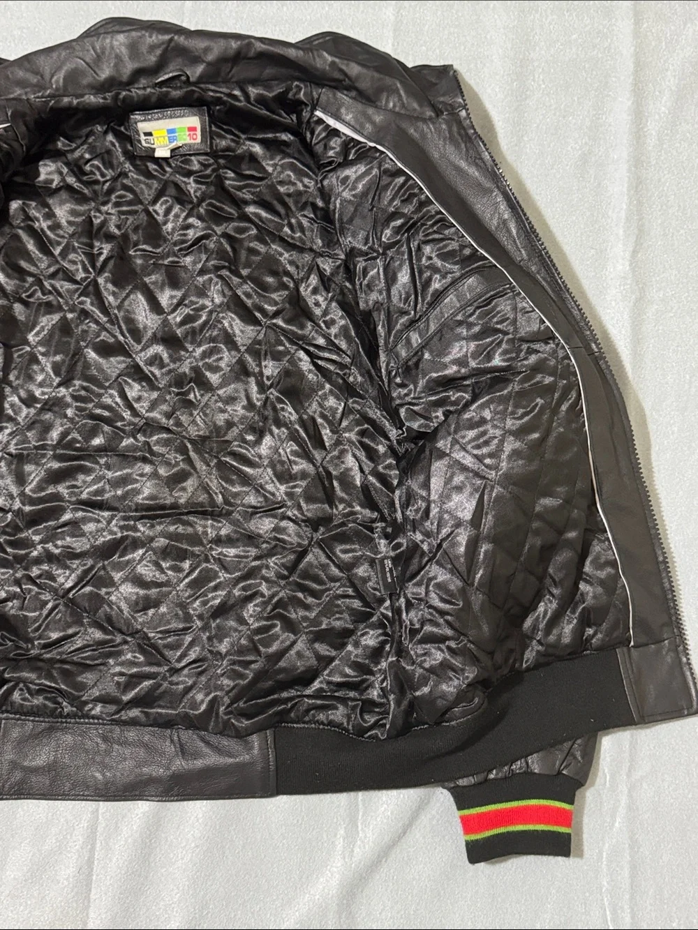 Summer2010 Black Leather 'MEXICO' Jacket with Green Lettering and Flag Patch